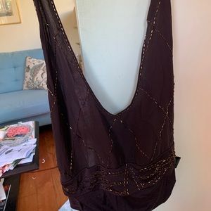 Vintage Ted Baker Silk Beaded Halter Top